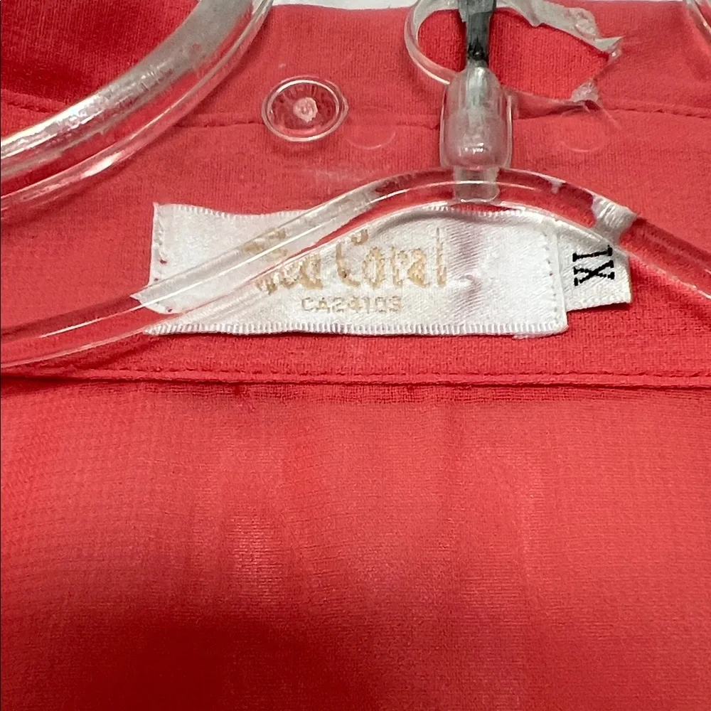 Red Coral Tie-Front Blouse - Picture 2 of 3